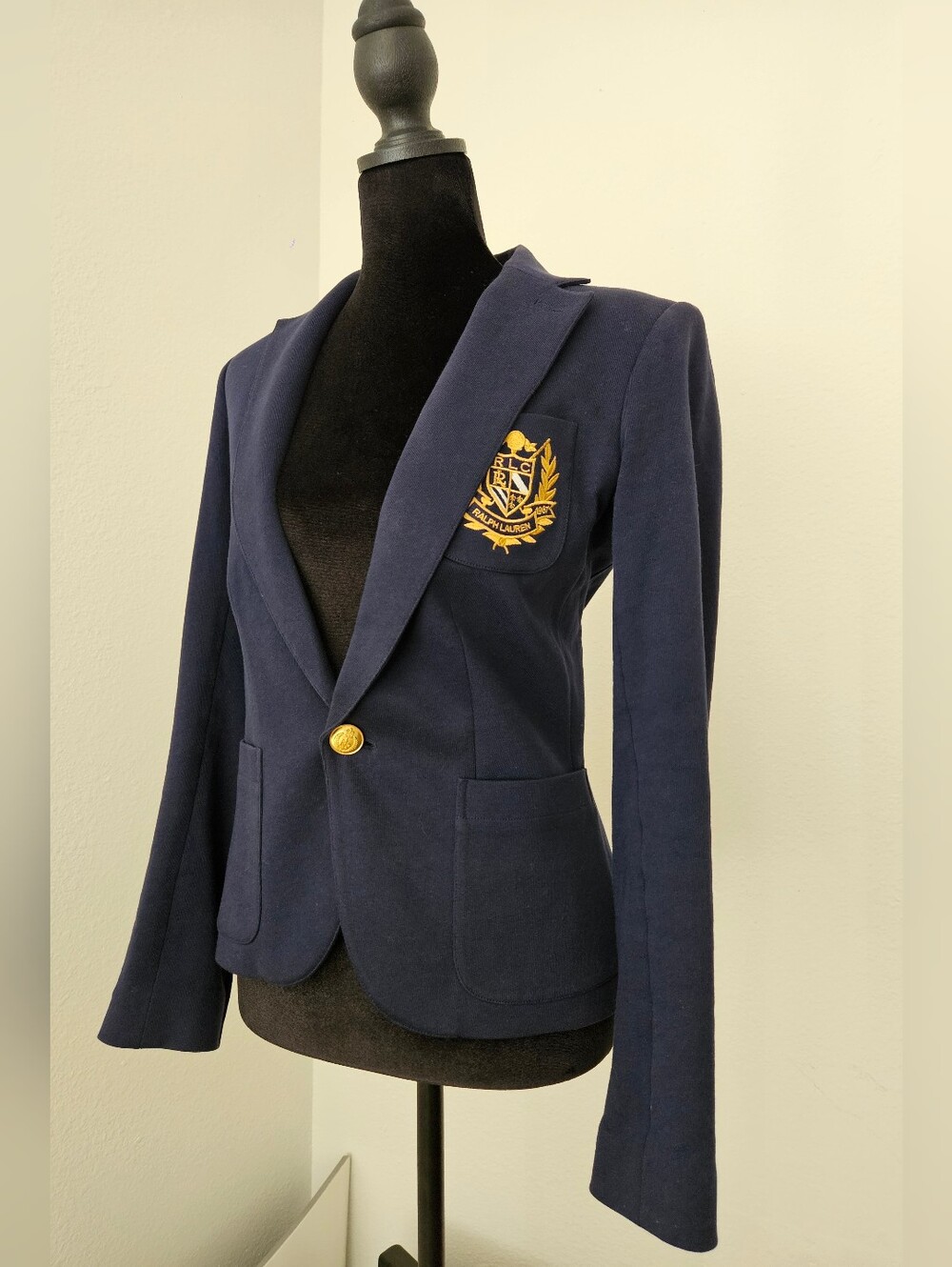 Ralph Lauren Navy Blazer with Gold Crest and Button
